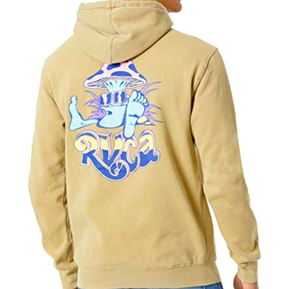 RVCA Men's Pigment Dye Hooded Pullover Fleece-LG